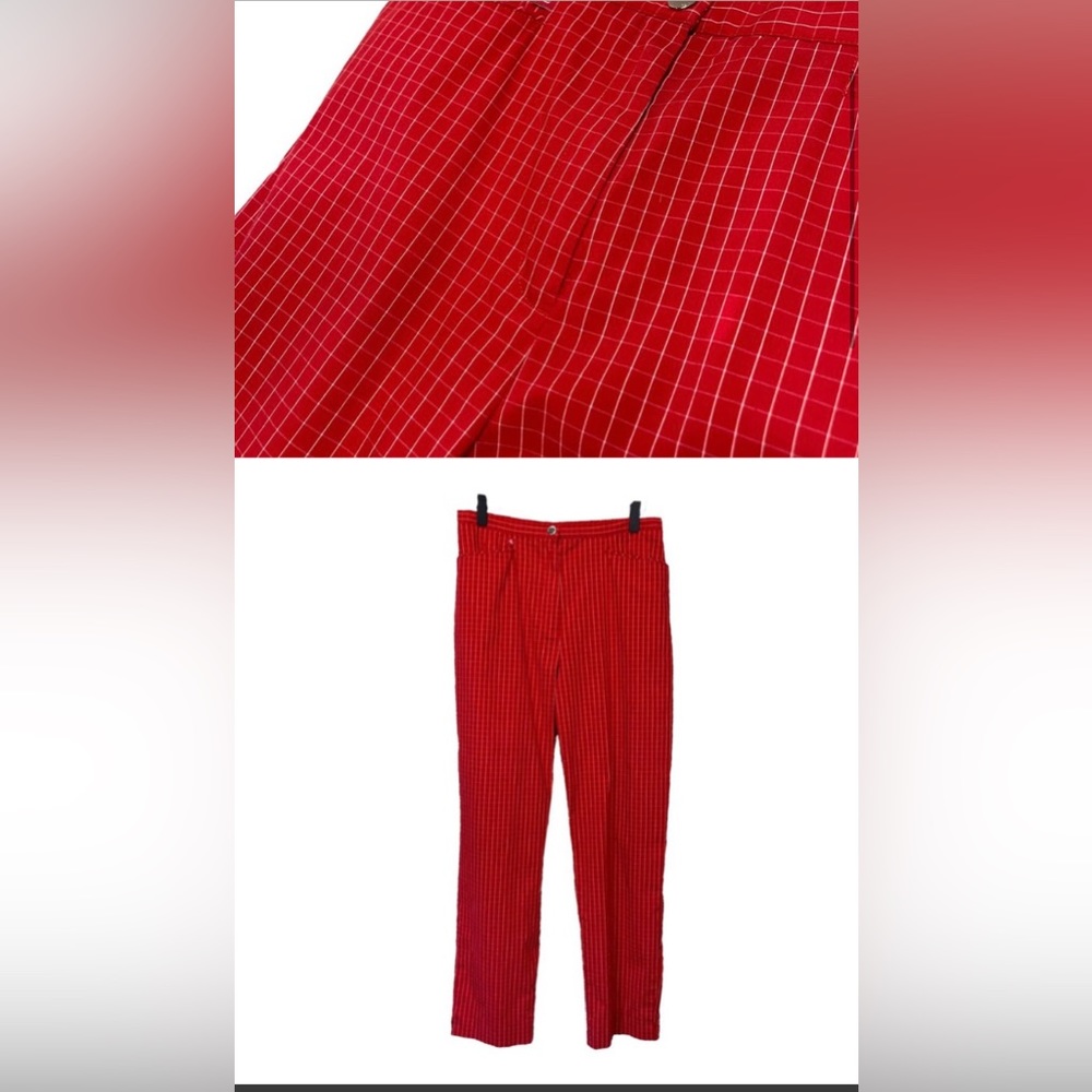 Vintage Ralph Lauren Hi Waist Light Weight Red Checkered Plaid Pattern Size 6